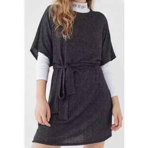 Urban Outfitters Size Medium Gray Ribbed Knit Sweater Mini Dress USA Made